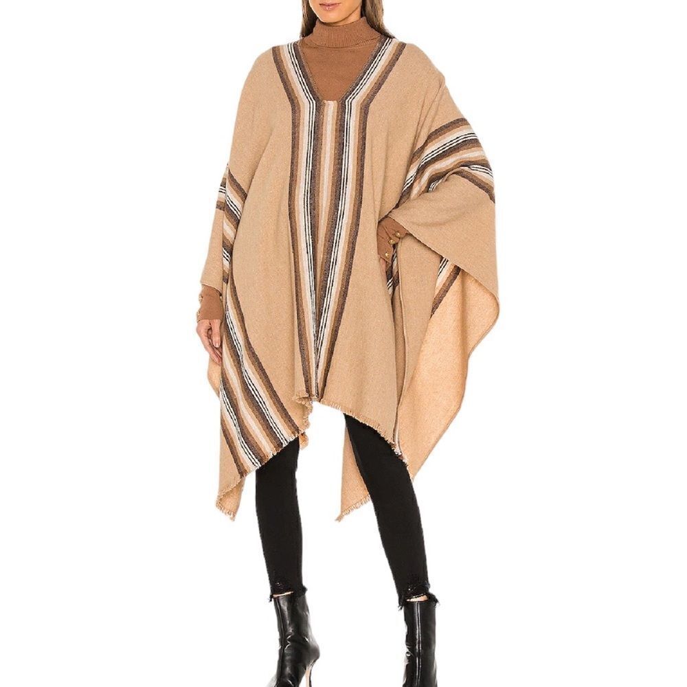 NILI LOTAN Brita Poncho Tan Size One Size Fits Most